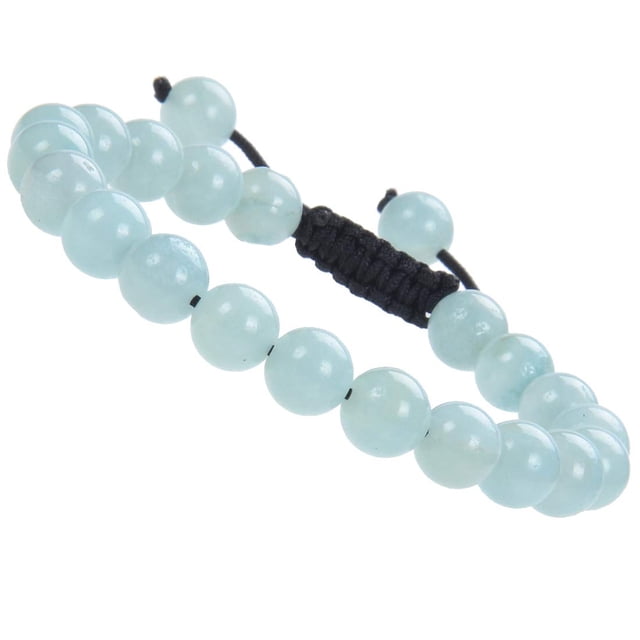 Natural Healing Power Gemstone Crystal Beads Unisex Adjustable Macrame Bracelets 8mm,Amazonite