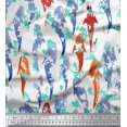 thumbnail image 1 of Soimoi White Moss Georgette Fabric Fish Ocean Printed Fabric 1 Yard 42 Inch Wide, 1 of 2