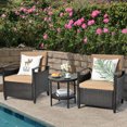 thumbnail image 2 of Costway 3PCS Patio Rattan Furniture Set Cushioned Sofa Storage Table W/ Shelf Garden, 2 of 10