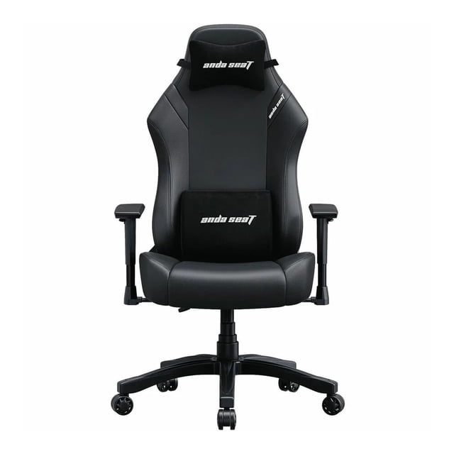 Anda Seat Phantom 4 Chaise de Jeu Haut de Gamme Noire avec Dossier Ergonomique Haut, Accoudoirs Réglables et Cinq Roulettes. Rembourrée en Cuir PVC Facile à Nettoyer et en Tissu alcantara, Elle Comprend des Coussins Amovibles en Velours pour le Cou et les Lombaires avec la Marque Anda Seat, Conçue pour une Assise Spacieuse et un Soutien Solide de la posture Lors de Longues Séances de Jeu Ou de Travail.