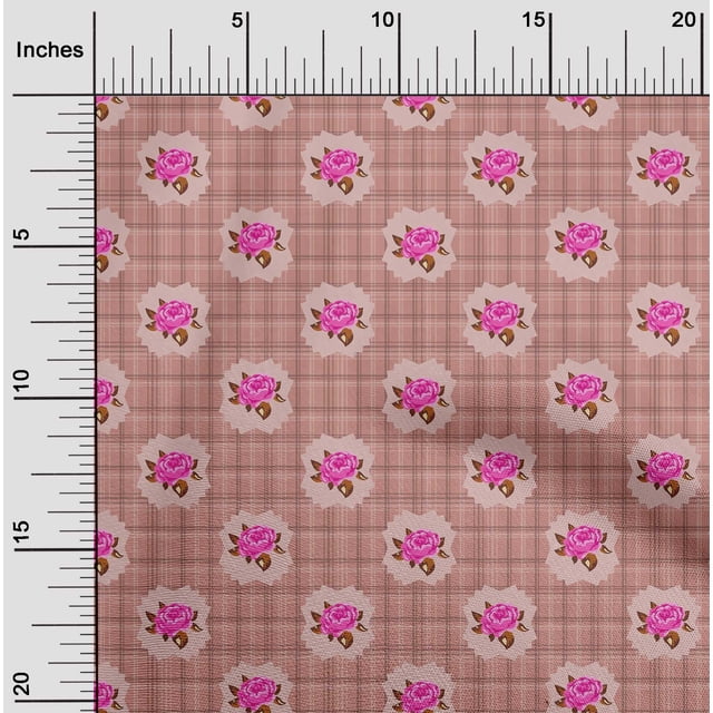 oneOone Viscose Chiffon Fabric Check|Leaves & Rose Floral Printed Craft Fabric BTY 42 Inches Wide