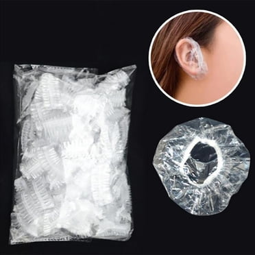 CEHVOM 100Pcs Clear Earmuffs Shower Waterproof Hair Coloring Ear Protector Cover Caps