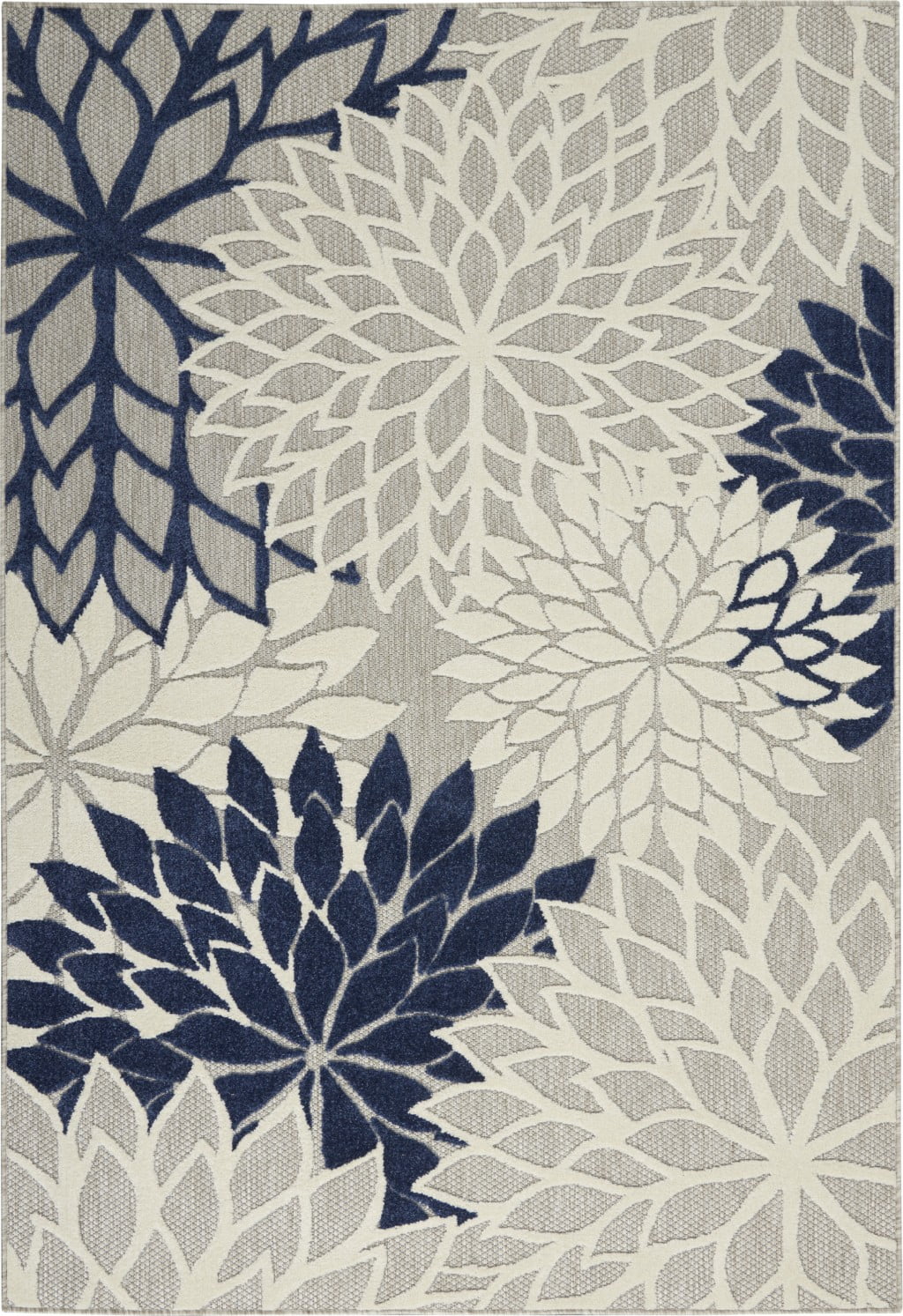 homeroots home decor 384831 4’ x 6’ Ivory and Navy Indoor Outdoor Area Rug