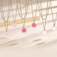 thumbnail image 3 of Smiley Face Colliers Émail Collier Visage Heureux Collier Rose Collier Preppy pour Femmes Filles - Rouge Rose,une Seule Couche, 3 of 4