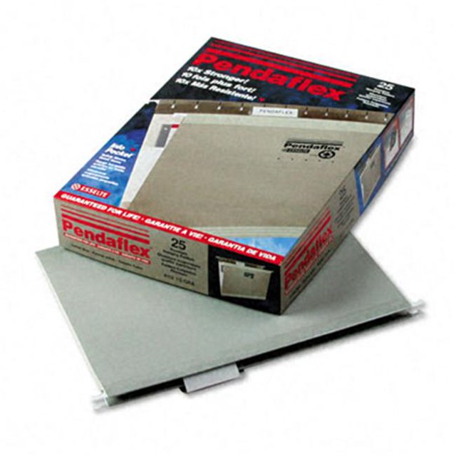 Pendaflex Reinforced Hanging File Folders- Kraft- Letter- Gray- 25/Box