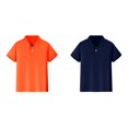 thumbnail image 1 of 2 Pack(Orange 1PCS & Navy 1PCS) Multipack Boy Undershirts Short Sleeve Shirt Button Closure Comfortable & Soft Fabric, 1 of 6