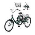 thumbnail image 1 of 24 Inch Folding Adult Tricycle 7 Speed Trike with Removable Basket Green, 1 of 9