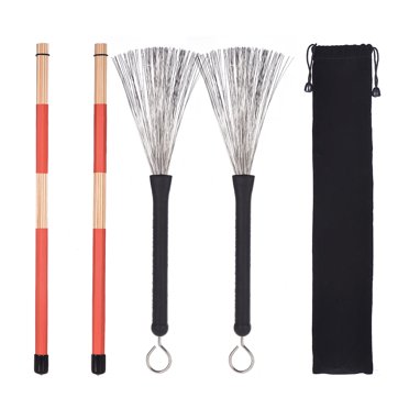 1 paire de bâtons de tambour + 1 paire de brosses à tambour