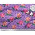 thumbnail image 3 of Soimoi Purple Polyester Crepe Fabric Leaves & Rose Flower Print Sewing Fabric BTY 52 Inch Wide, 3 of 3