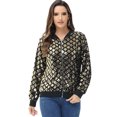 thumbnail image 4 of Veste à Fermeture Éclair devant à Paillettes à Manches Longues pour Femmes, Poignets Côtelés, Hauts d'Extérieur à Manches Longues, 4 of 5