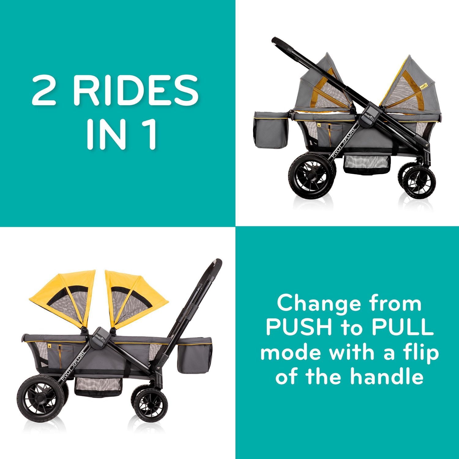 Evenflo Pivot Explore All-Terrain Stroller Wagon (6-60 Months - Max 55 lbs Per Side)