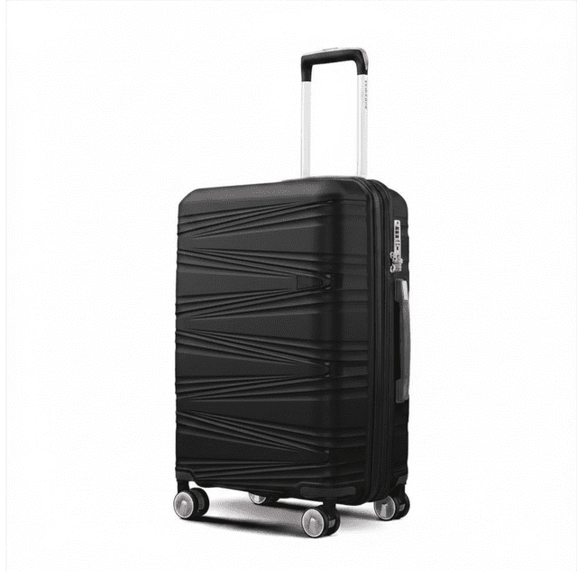 TRAVLR 100% PP Break Resistant Lightweight Expandable 24" Checkin Luggage Trolley Black.