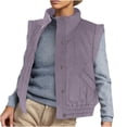 thumbnail image 2 of Women's Casual Solid Color Lapel Hooded Sleeveless Jacket with Elastic Hem for Spring and Summer, 2 of 8