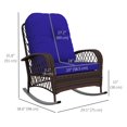thumbnail image 2 of Outdoor Wicker Rattan Rocking Chair with Thick Dark Blue Cushions, Heavy-Duty Steel Frame Patio Rocker for Garden, Backyard, Porch and Conservatory, 29.5"W x 38.6"D x 35.8"H, 2 of 7
