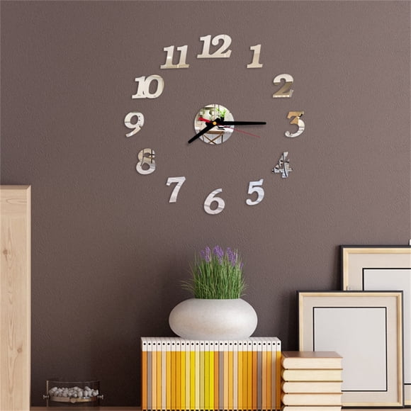 Agiferg 3D DIY Roman Numbers Acrylic Mirror Wall Sticker Clock Home Decor Mural Decals