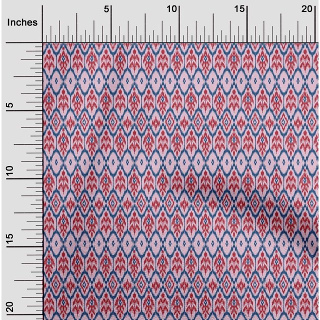 oneOone Cotton Poplin Fabric Geometric Ikat Printed Fabric 1 Yard 42 Inch Wide