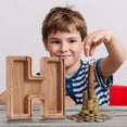 thumbnail image 3 of Agiferg Personalized Wooden Name Money Box Wooden Deposit Box Twenty Six English Letters, 3 of 6