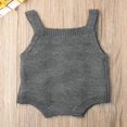thumbnail image 3 of Newborn Baby Boy Girl Sleeveless Knit Bodysuit Solid Color Button Jumpsuit Warm Clothes, 3 of 6