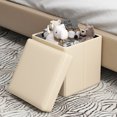 thumbnail image 2 of Gymax Folding Storage Ottoman Upholstered Square Footstool PVC Leather 10.5 Gallon White, 2 of 10