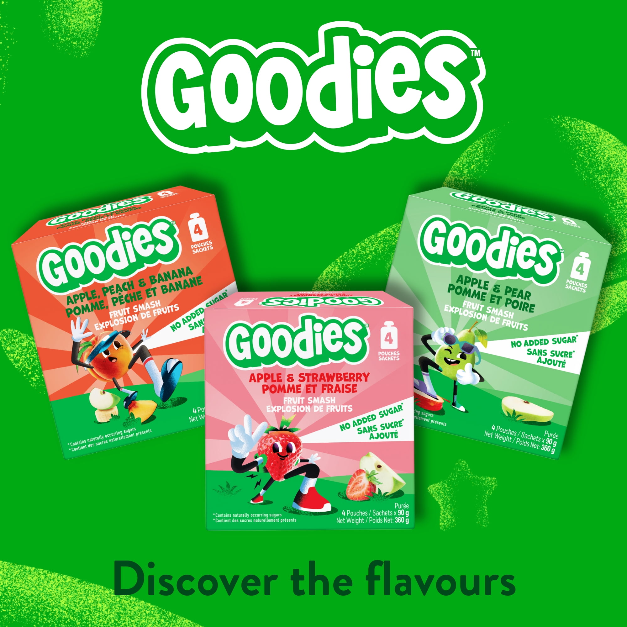 Goodies Sachet Purée de Fruits Pomme, Pêche et Banane pour Enfants 90g