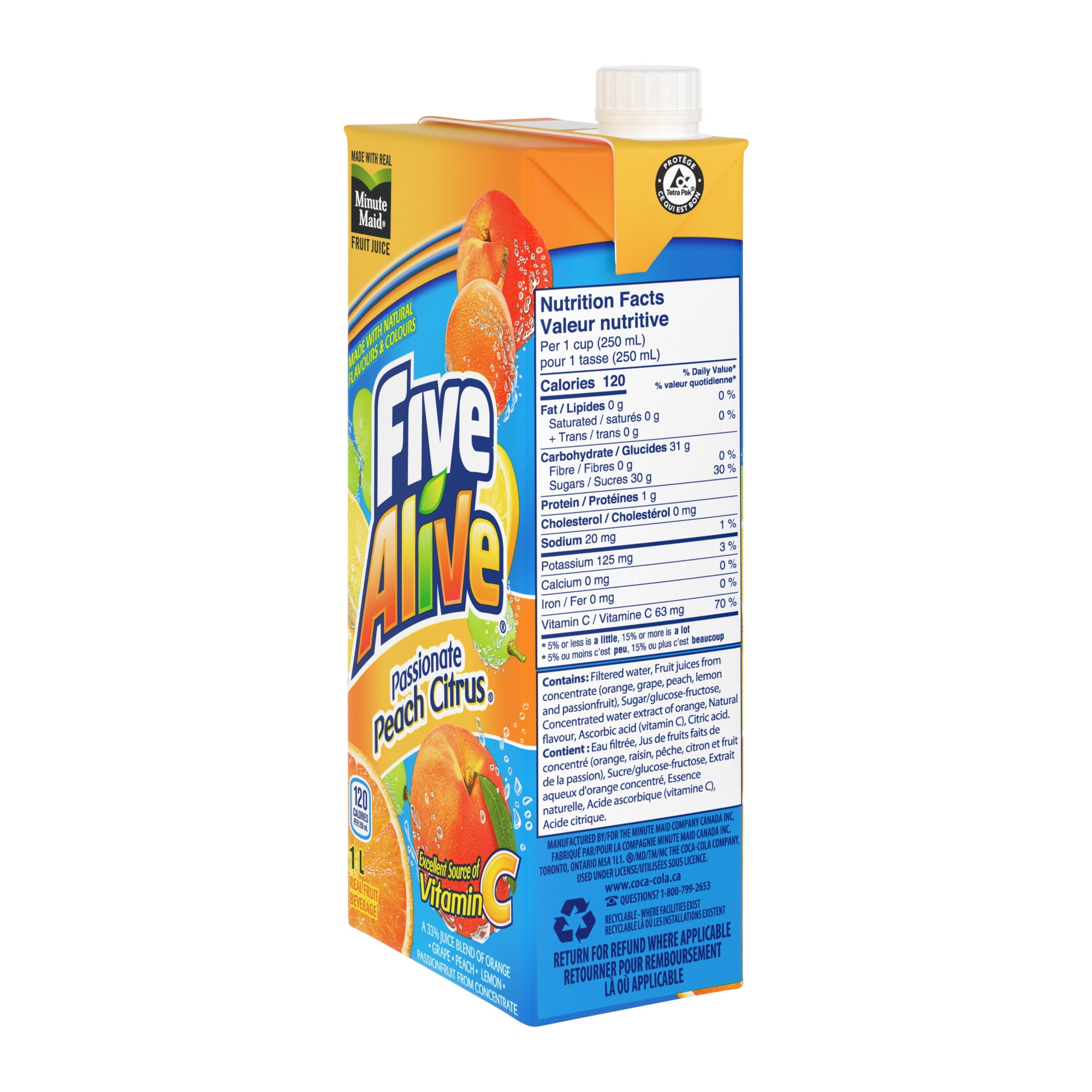 Five Alive Passionate Peach Citrus Carton, 1 Liter - Walmart.ca