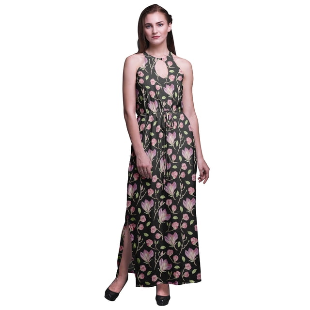 Bimba Floral Ladies Sleeveless Long Print Maxi Dress with Side Slits Summer Wear-XX-Large