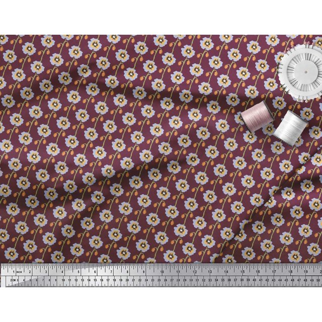 Soimoi polyester Crepe Fabric Artistic Floral Print Fabric by Yard 52 Inch Wide