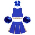 thumbnail image 4 of Miaeowve Tenue d'Uniforme de Cheer pour Filles du Secondaire pour Fête Musicale Vêtements de Cheerleading avec Pompons A Bleu 6, 4 of 4