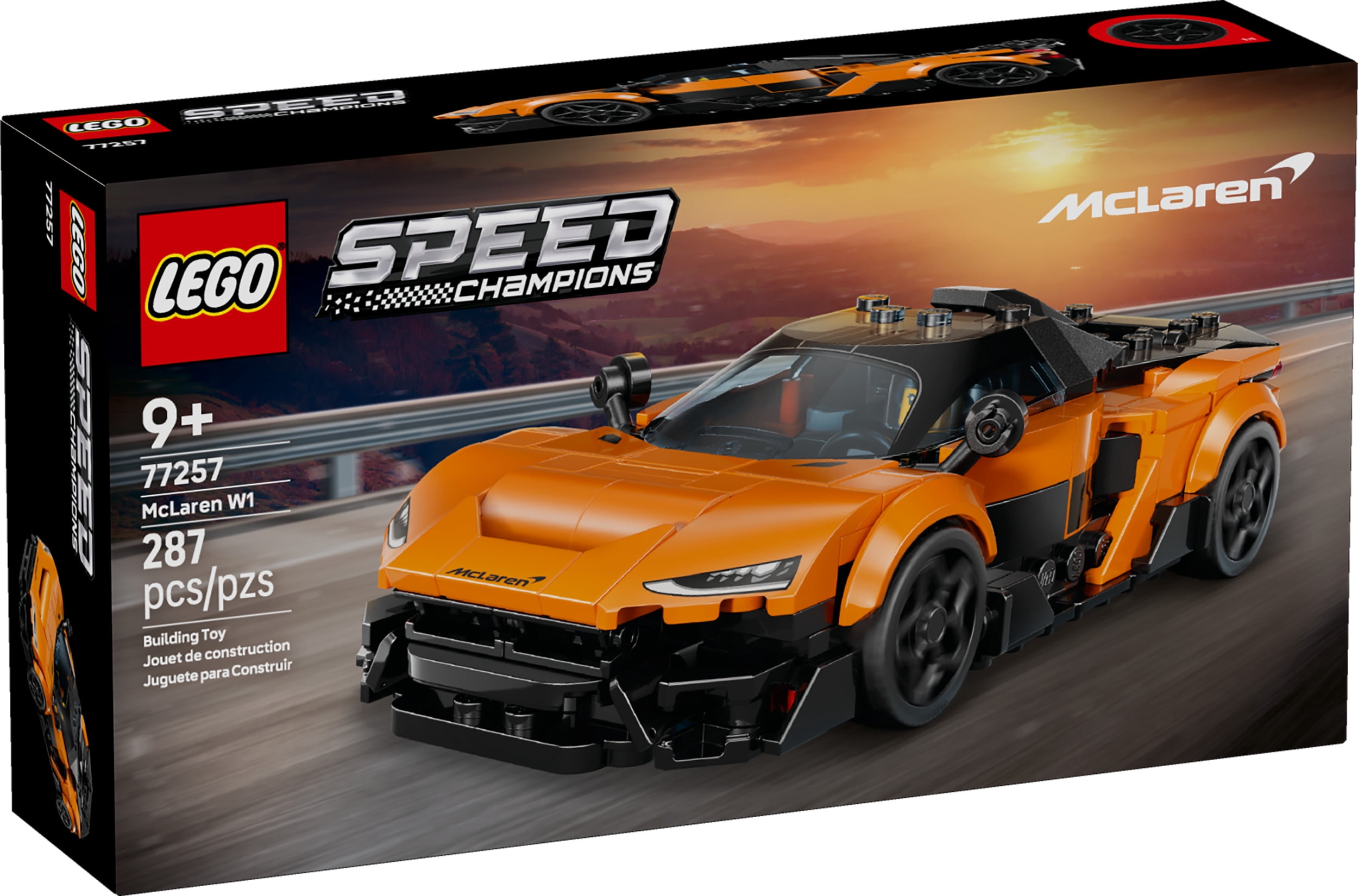 LEGO Speed Champions McLaren W1 Race Car Toy for Boys & Girls, Ages 9+ - Building Set for Pretend Play & Display w/1 Driver Minifigure - Gift Idea for Kids & Supercar Fans - 77257