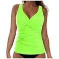 thumbnail image 1 of NIEWTR V-Neck Tankini Tops For Women Backless Adjusting Strap Bathing Suits Tummy Control Push Up Swimsuit Top(Green,S), 1 of 9
