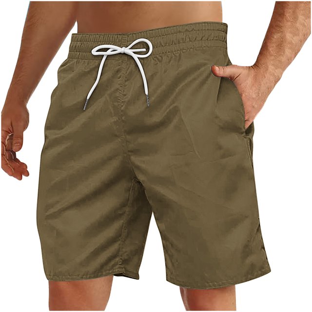 Yuyuzo Mens Shorts High Waisted Drawstring Quick Dry Summer Beach Swim Knee Length Shorts with Pockets