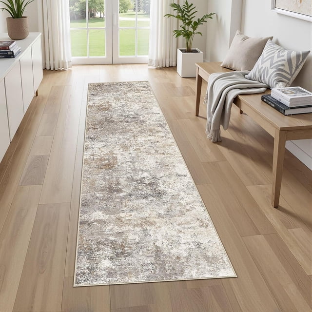x Area Rug Living Room Rugs Washable Neutral Modern Abstract Soft Thin Large Rug Indoor Floor No Slip Rug Carpet for Bedroom Under Dining Table Home Office Decor Grey