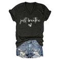 thumbnail image 4 of LUOGENLI T-shirts pour Femme pour Femmes T-Shirt Décontracté de la Saint-Valentin à Imprimé Cœur Lettre Col Rond Manches Courtes T-Shirt Tee T-shirts Femmes Blanc Saint-Patrick Gris m, 4 of 4