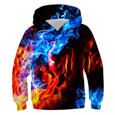 RXIRUCGD Chemise pour Enfants à Manches Longues T-shirt à Motif Imprimé Col Rond Cool Garçon Chandail à Capuchon ( Bleu, Taille : 9 Ans )