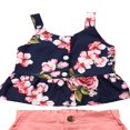 thumbnail image 4 of Toddler Girls Floral Print Cropped Tops+Solid Color Shorts Clothes Set, 4 of 7