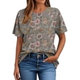thumbnail image 5 of Hauts d'Été pour Femmes DYTTDG T-shirt à Fleurs Mode pour Femmes Grande Taille Col Rond Manches Courtes Décontracté Ample Tee Haut Hauts pour Femmes Liquidation Moins de 10 Multicolore,TTTTG, 5 of 5