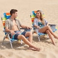 thumbnail image 2 of Costway Beach Chairs Set of 2 Portable Folding Backpack Recliners with 5-Position Backrest, 2 of 8