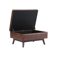 thumbnail image 3 of SIMPLIHOME Owen 34 inch Wide Rectangle Coffee Table Lift Top Storage Ottoman, Cocktail Footrest Stool in Upholstered Distressed Saddle Brown Faux Leather, Mid Century Modern, Living Room, 3 of 6