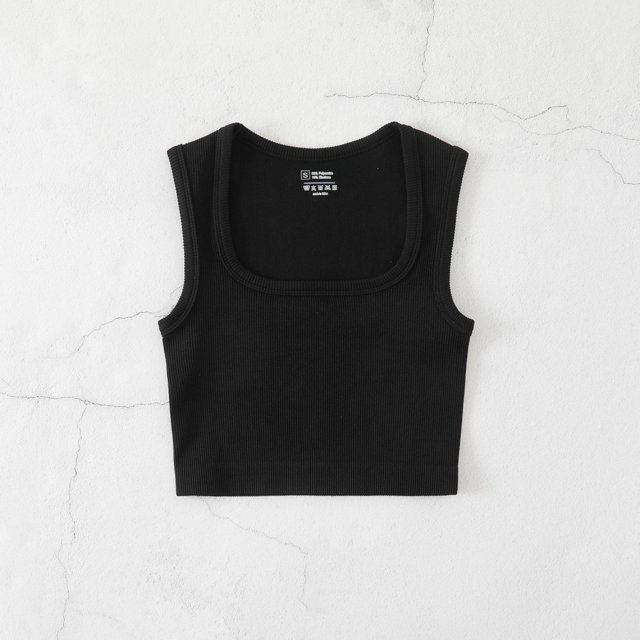 LYMAYTER Women's Square Collar Tank Summer Tight Ribbed Crop Tops Casual Basic Shirt for S-L