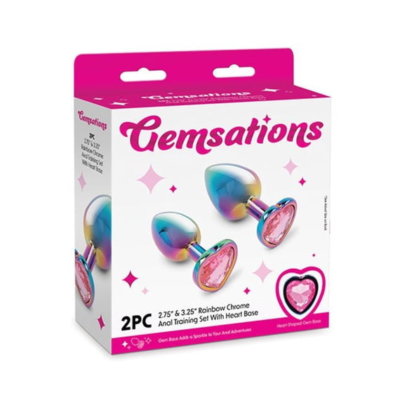 Gemsations Ensemble d'Entraînement Anal 2 Pcs 2,75 Pouces amp; 3,25 Pouces Chrome - Arc-en-Ciel