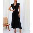 thumbnail image 4 of Robes d'Été pour Femmes 2023 Robes pour Femmes Liquidation Robe Élégante pour Femmes à Col en V Ample Sans Manches à Fermeture Éclair Sans Manches Dos Nu, 4 of 9