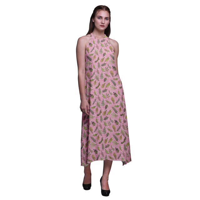 Bimba Robe de Plage Longue Dos Nu à Col Licou Imprimée pour Femmes Rayondress-X-Grand