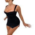 thumbnail image 4 of EIMELI Femmes Sans Manches Robe Bodycon Été Dentelle Garniture Bandage Froncé Fente Partie Mini Robe pour Cocktail Discothèque Plage, 4 of 5