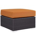 thumbnail image 1 of Modway Ottomane de Patio Carrée en Tissu et Rotin, Espresso/Orange, 1 of 3