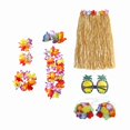 thumbnail image 1 of Ensemble de Costume Jupe Hawaïenne Tropicale Lunettes Accessoire Ajustable Extensible Femmes 60 cm, 1 of 8