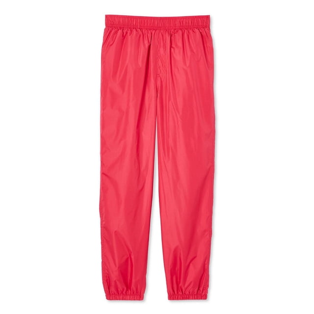 George Girls' Splash Pant in bright red with elasticized waistband and cuffs, made of water-resistant pongee fabric with a relaxed fit and two pockets, suitable for outdoor play and often used as lightweight rain pants.