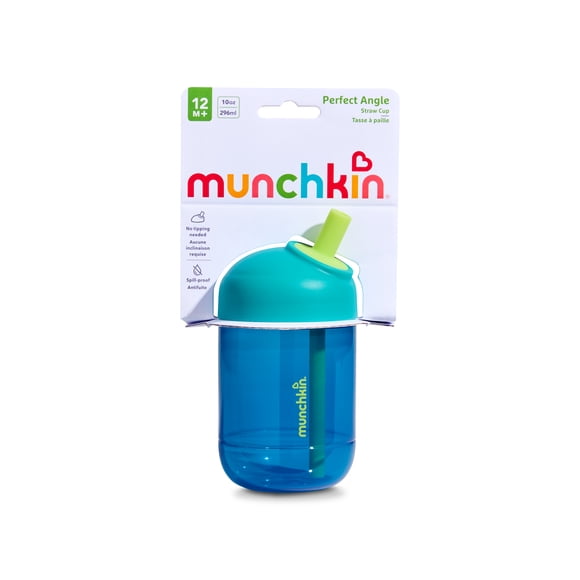 Munchkin® Perfect Angle Straw Cup - Spill-Proof Cup for Toddlers with Soft, Angled Straw, 10 oz.