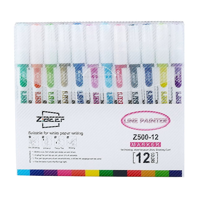 Fesfesfes 12 Colors 6ml Brightly Colored Markers, Journaling, Lettering, Adult Coloring Books, and More, Comes with Durable and Convenient Carrying Multicolor