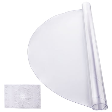 KFFKFF Clear Plastic Tablecloth, PVC Table Cover, Dimensions 42 x 42 Inches, Thickness 2.0 mm, Round Table Protector, Resistant to Water and Simple to Clean, Ideal for Office Desk.