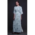 thumbnail image 2 of Bimba Robe Longue Imprimée en Rayonne à Fleurs et Chardonneret Doré Américain, Taille Smockée, Fente Latérale, Robe pour Femme - Grand, 2 of 6